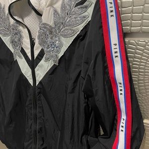 Victoria's Secret Pink Perfect Anorak Full-Zip, Bling pure Black and White, XS